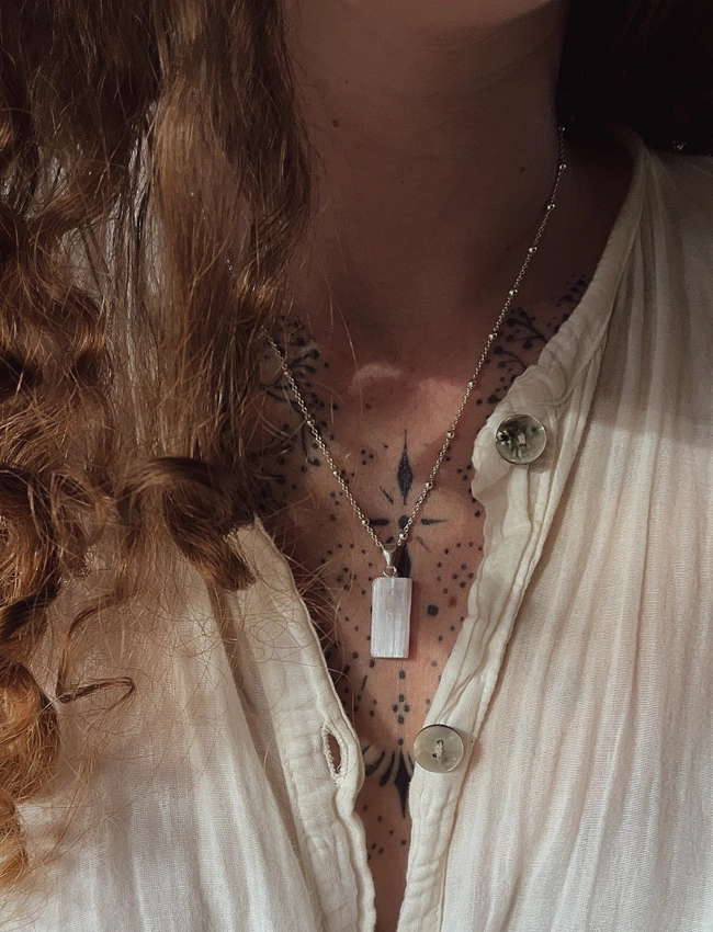 pendente in Selenite grezza
